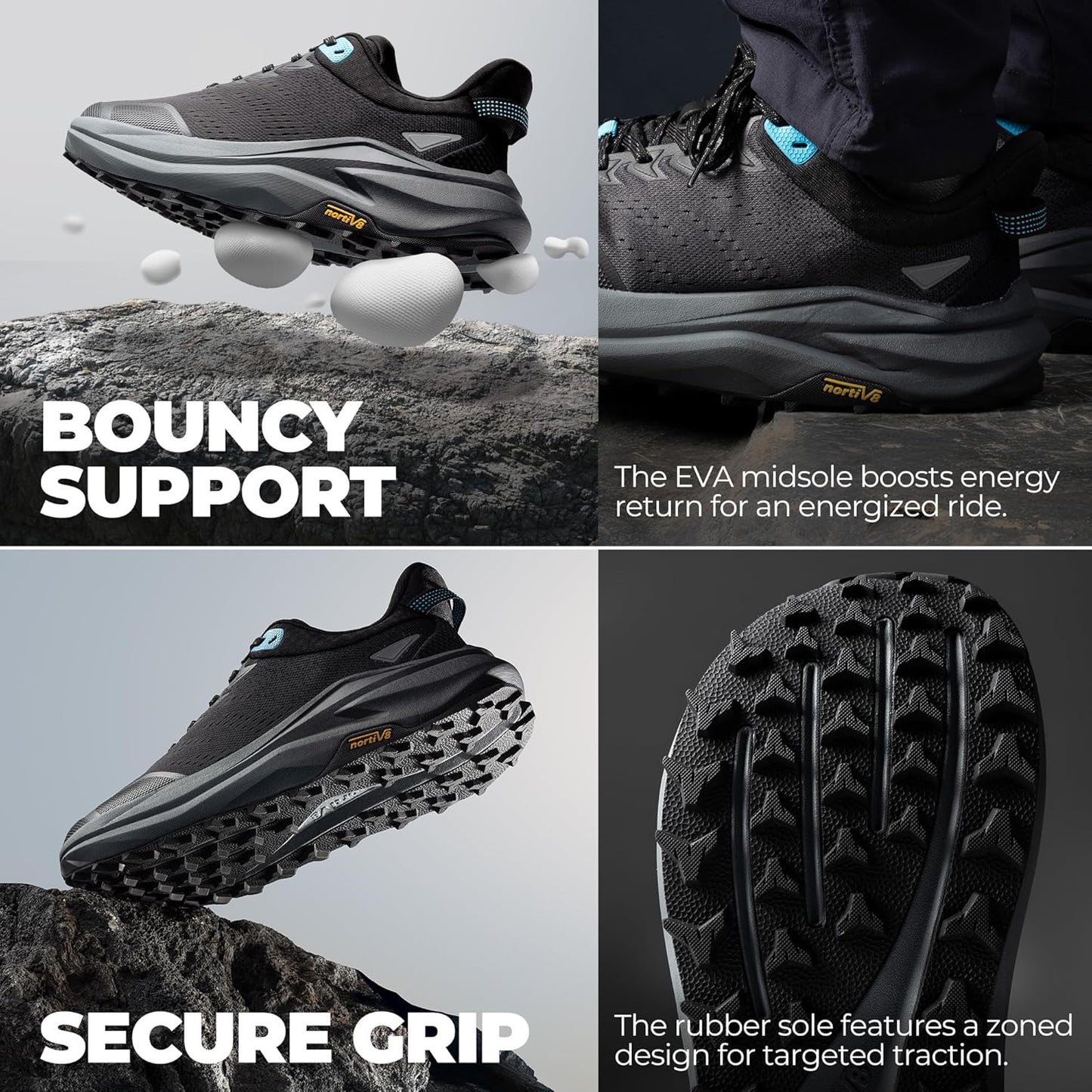 NORTIV 8 Men's Wide Toe Box Trail Running Shoes Cushion Walking Barefoot Tennis Workout Gym Cross Training Shoe Fashion Sneakers for Plantar Fasciitis Bunion