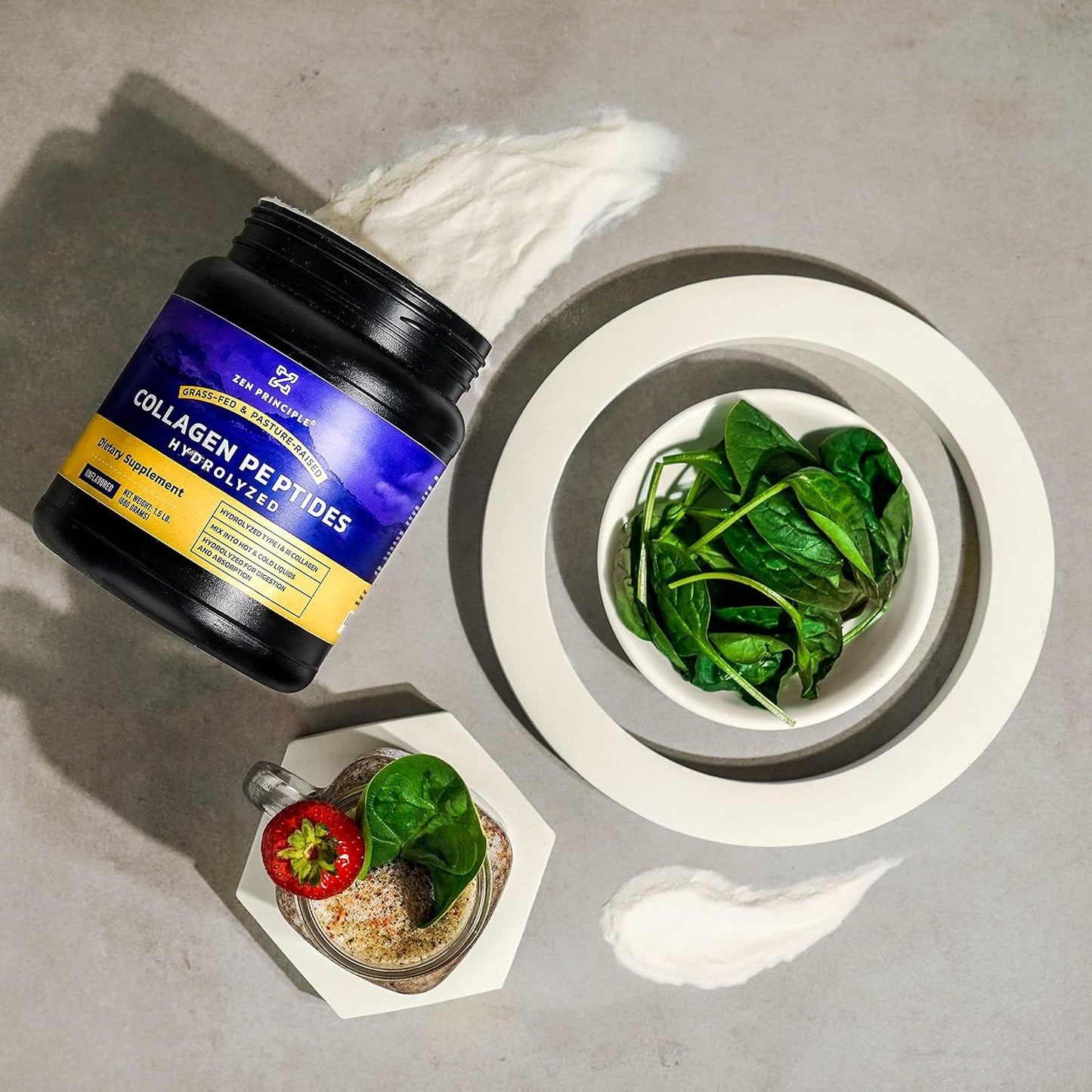 Zen Principle Grass-Fed Agglomerated Hydrolyzed Collagen Peptides 1.5 lb. Anti-Aging Protein Powder for Healthy Hair, Skin, Joints. Paleo Friendly, GMO and Gluten Free, Pasture-Raised Bovine.