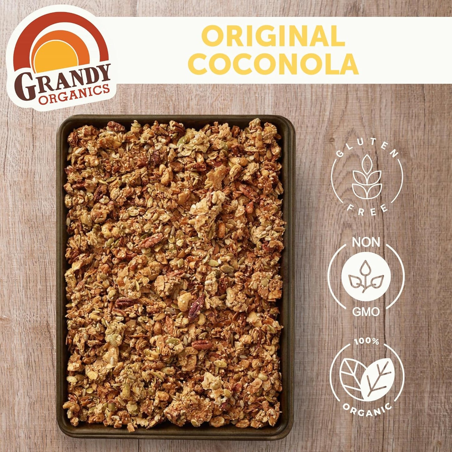Grandy Organics Original Coconola Granola, Certified Organic Gluten Free Granola, Grain Free, Vegan and Paleo, Original Flavor Coconola, 9oz Each, Pack of 3