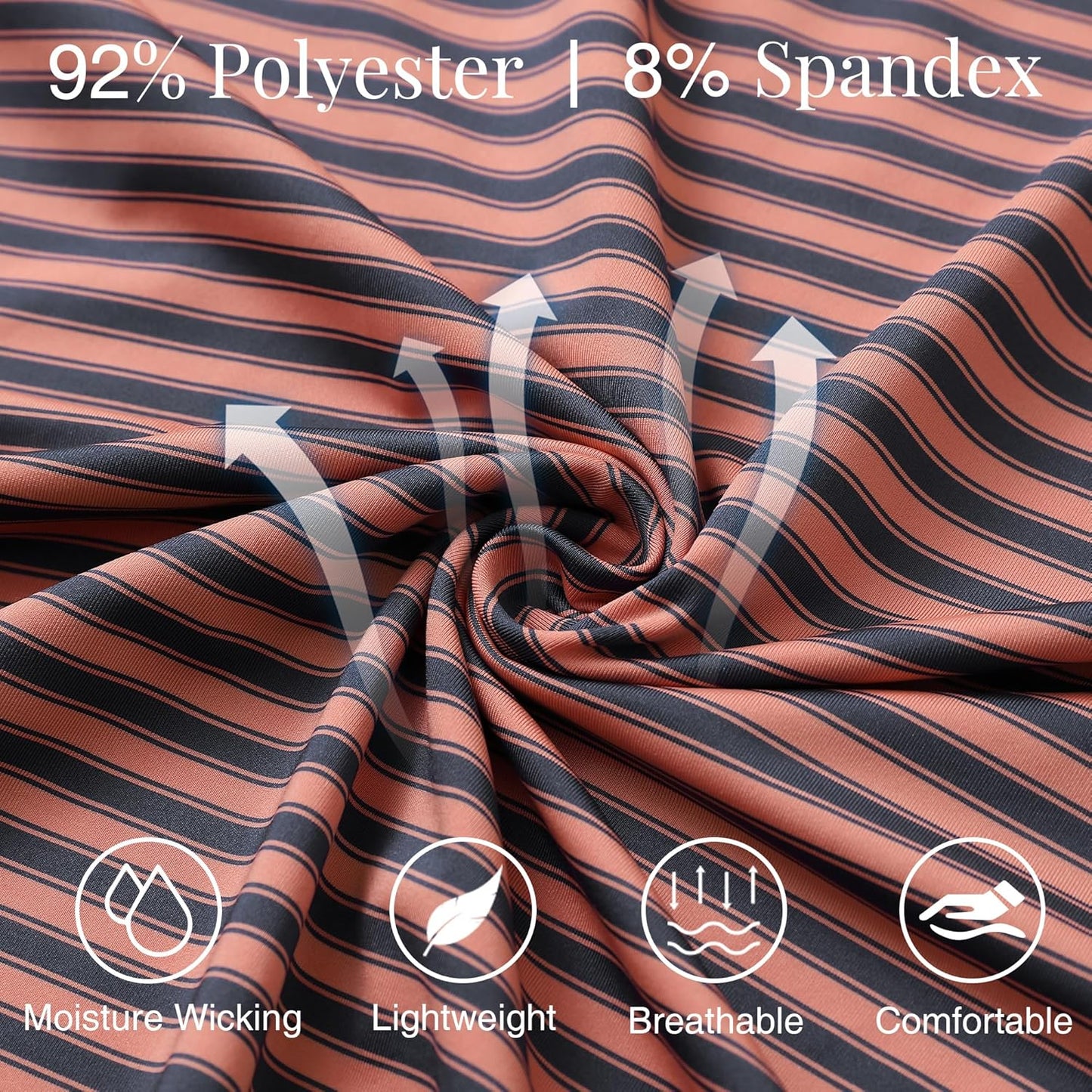 M MAELREG Golf Shirts for Men Short Sleeve Dry Fit Casual Striped Performance Moisture Wicking Collared Mens Polo Shirts