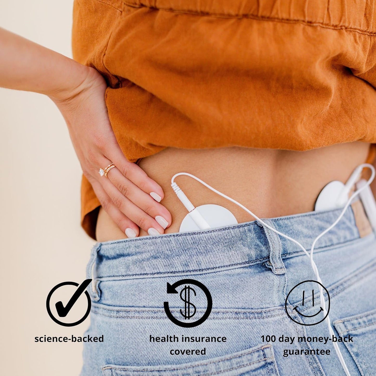 Pixie Period Pain Relief Device - Best PMS Relief Simulator with TENS Technology - Thinnest Wearable Tens Unit - Unnoticable Under Clothes - Menstrual Cramp Comfort - Alternative to Heating Pads