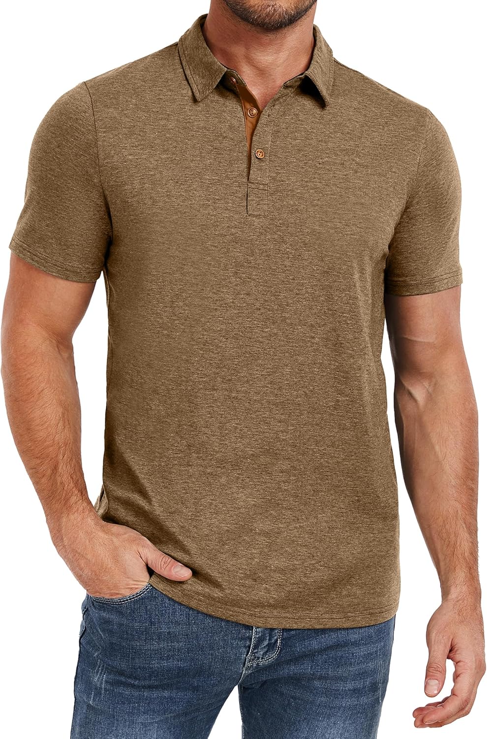 PEGENO Mens Polo Shirts Short Sleeve Casual Cotton Golf Shirts Performance Polo Shirts for Men