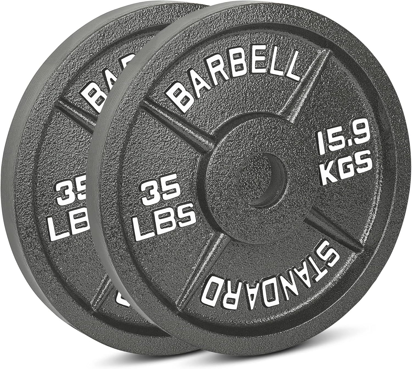 Cast Iron Olympic Weight Plates – Free Weights with 2-inch Hole & Anti-Rust Hammertone Finish - Ideal for Strength Training, Crossfit Equipment & Home Gym Set – Sold in Pairs - 2.5LB–45LB