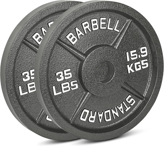 Cast Iron Olympic Weight Plates – Free Weights with 2-inch Hole & Anti-Rust Hammertone Finish - Ideal for Strength Training, Crossfit Equipment & Home Gym Set – Sold in Pairs - 2.5LB–45LB