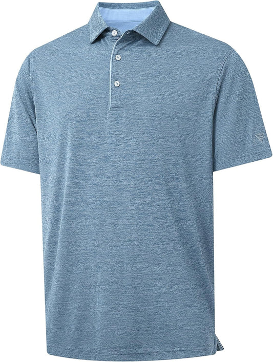 M MAELREG Golf Shirts for Men Short Sleeve Dry Fit Casual Striped Performance Moisture Wicking Collared Mens Polo Shirts