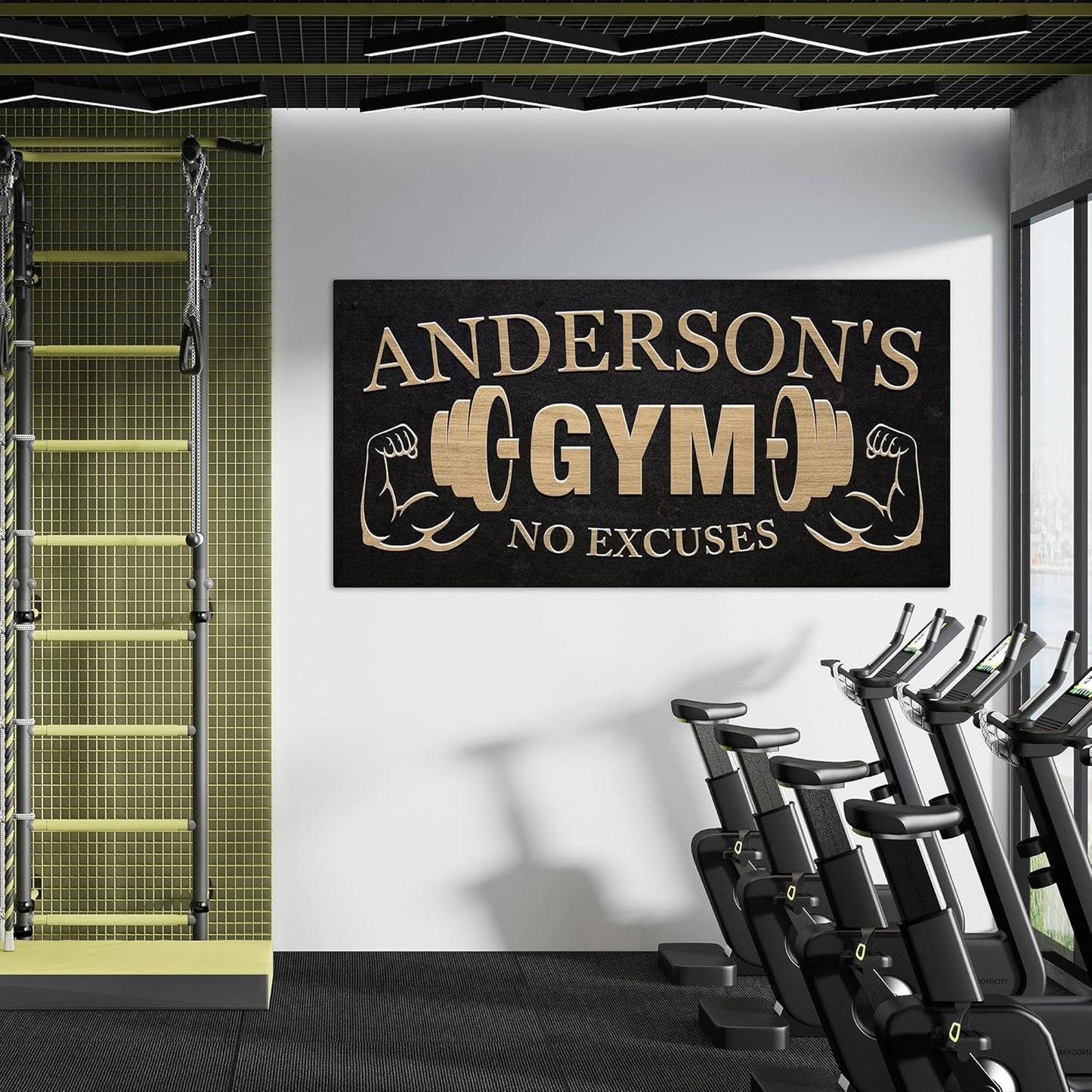 AWESOMETIK GYM Custom Sign Personalized Canvas Wall Decor with Custom Family Name Vintage, Custom Vintage GYM Room Decor, Entertainment Hall Living Room Lounge