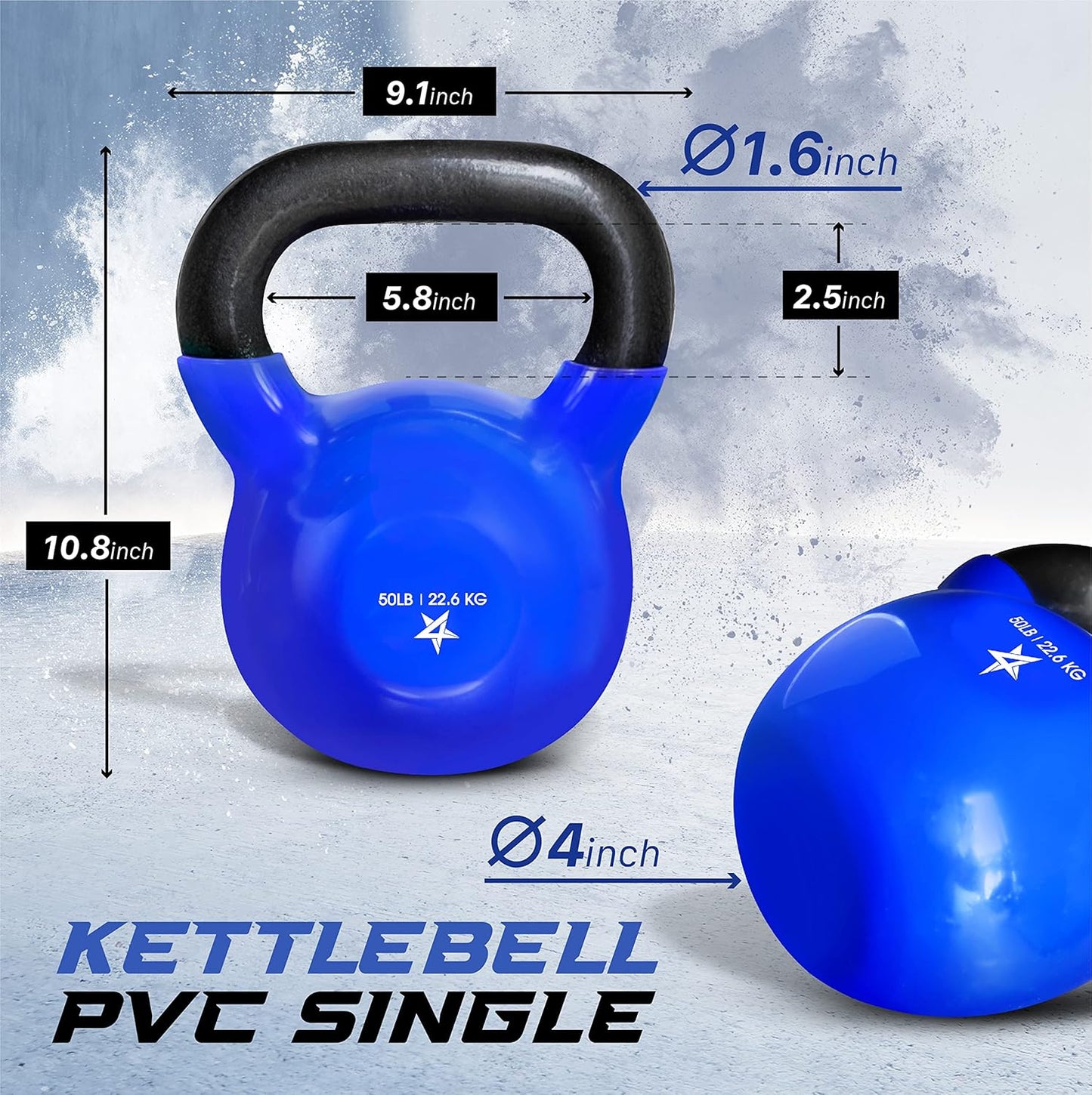 Yes4All 5-100 LB Kettlebells Vinyl Coated Cast Iron for Dumbbell Weights Exercises, Gym, Fitness, Full Body Workout Equipment Push up, Grip and Strength Training
