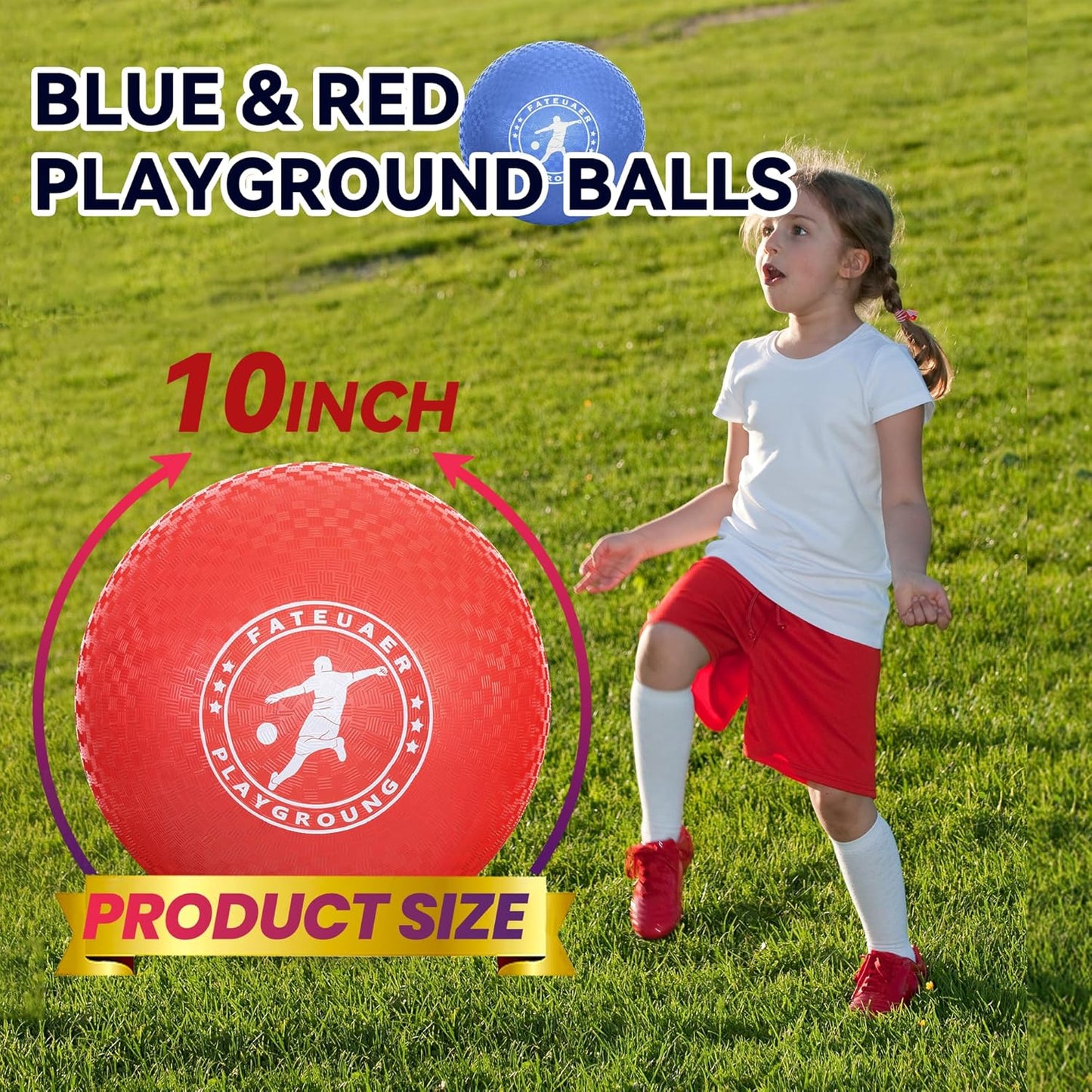 10 Inch Kickball Set, Playground Ball with Carrying Bag, Dodge Balls for Kids and Adults, Bouncing Sport Handball and Toy Ball, Outdoor Rubber Balls Official Camps and Schools Play Ball