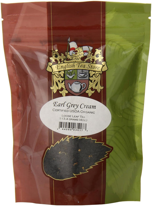 Organic Earl Grey Cream Loose Leaf Black Tea Pouches - 4oz | Bergamot Infused | Smooth Creamy Finish | Flavored Organic Blend | Aromatic Citrus Notes | Hot or Iced Option