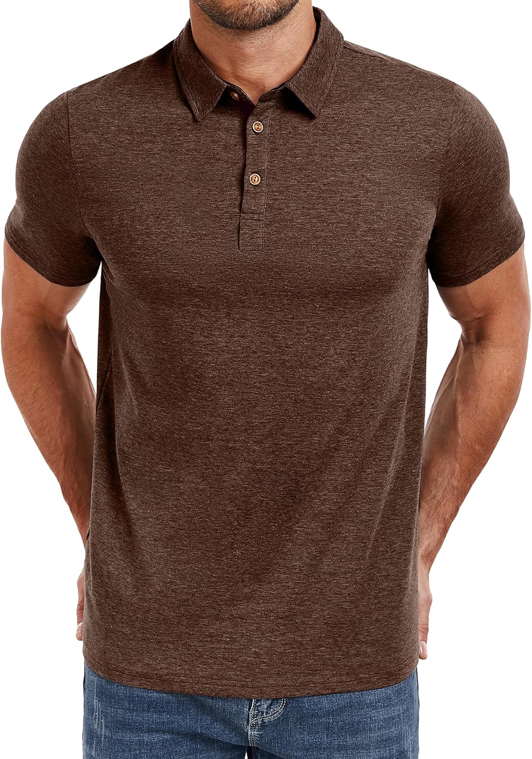 PEGENO Mens Polo Shirts Short Sleeve Casual Cotton Golf Shirts Performance Polo Shirts for Men