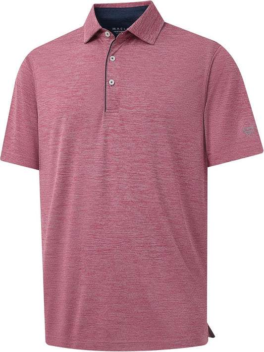 M MAELREG Golf Shirts for Men Short Sleeve Dry Fit Casual Striped Performance Moisture Wicking Collared Mens Polo Shirts