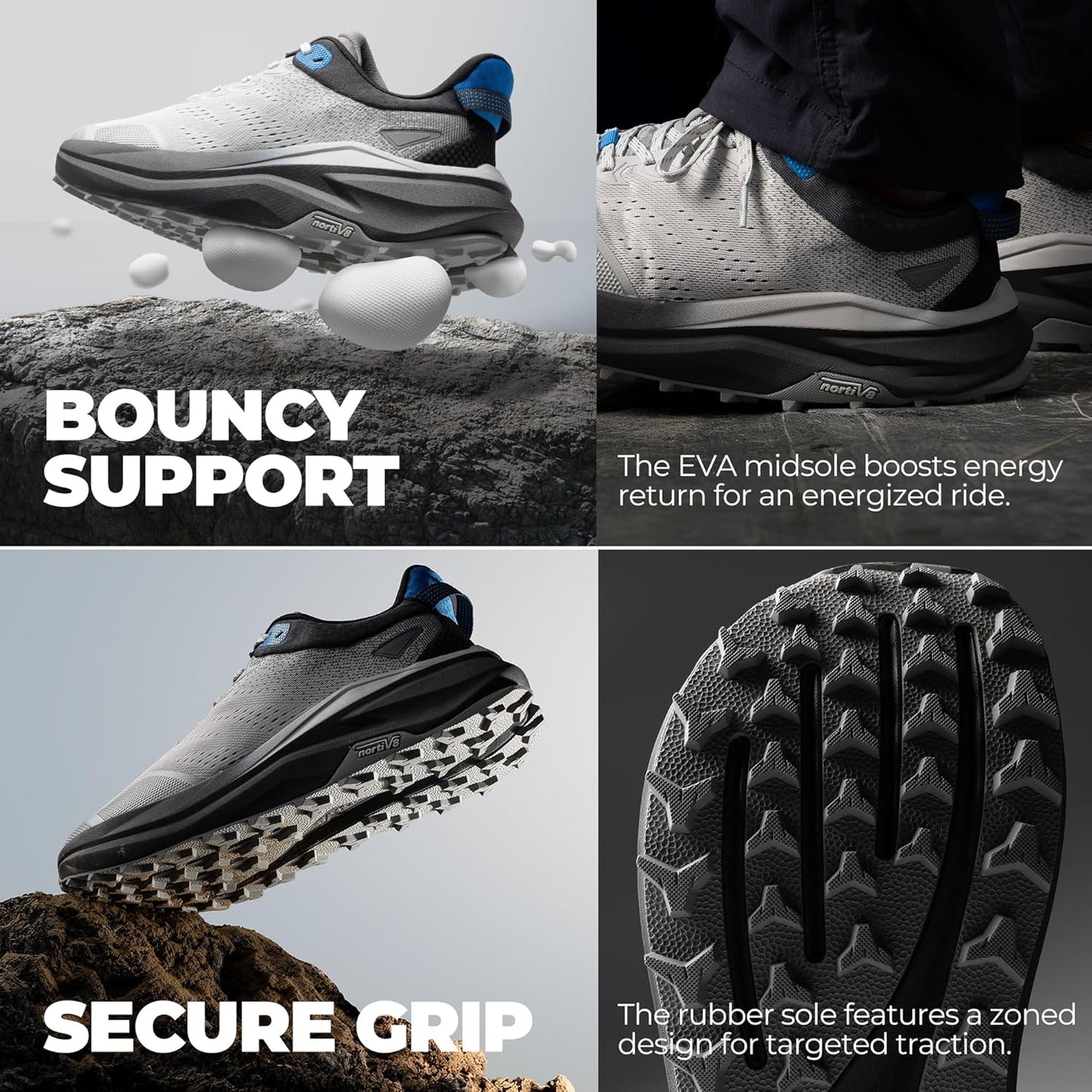 NORTIV 8 Men's Wide Toe Box Trail Running Shoes Cushion Walking Barefoot Tennis Workout Gym Cross Training Shoe Fashion Sneakers for Plantar Fasciitis Bunion