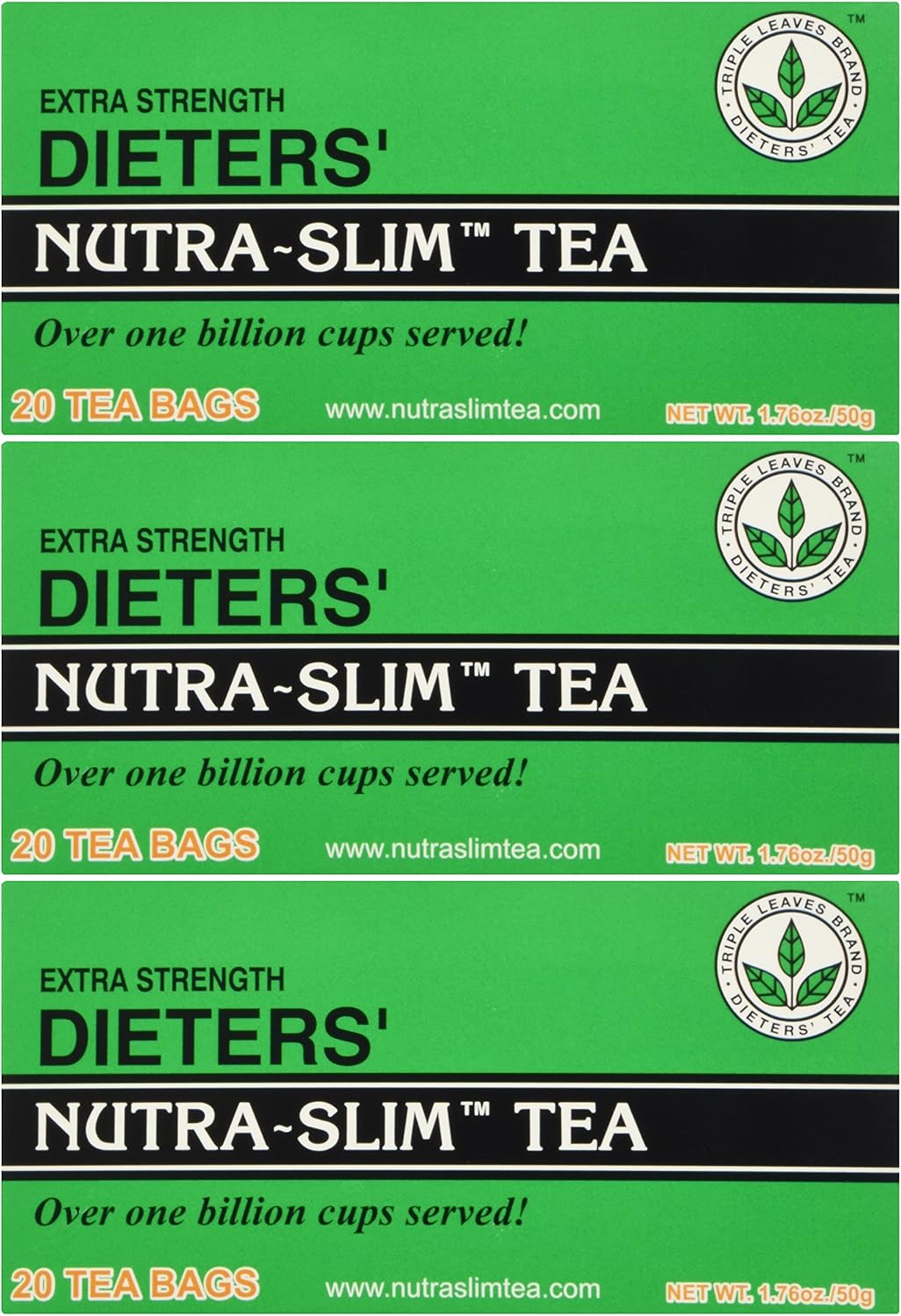Triple Leaves Brand Nutra-Slim Tea (20 Tea Bags), Extra Strength - Senna Tea Dietary Detox, 20 Count (Pack of 3)