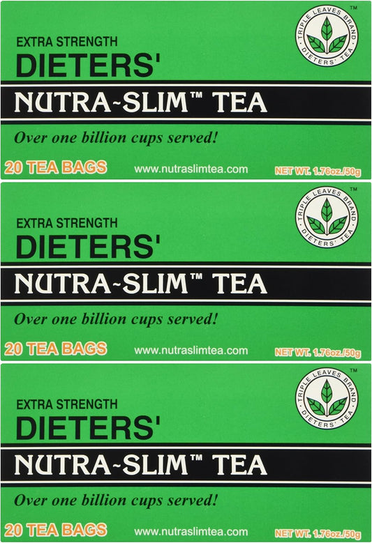 Triple Leaves Brand Nutra-Slim Tea (20 Tea Bags), Extra Strength - Senna Tea Dietary Detox, 20 Count (Pack of 3)