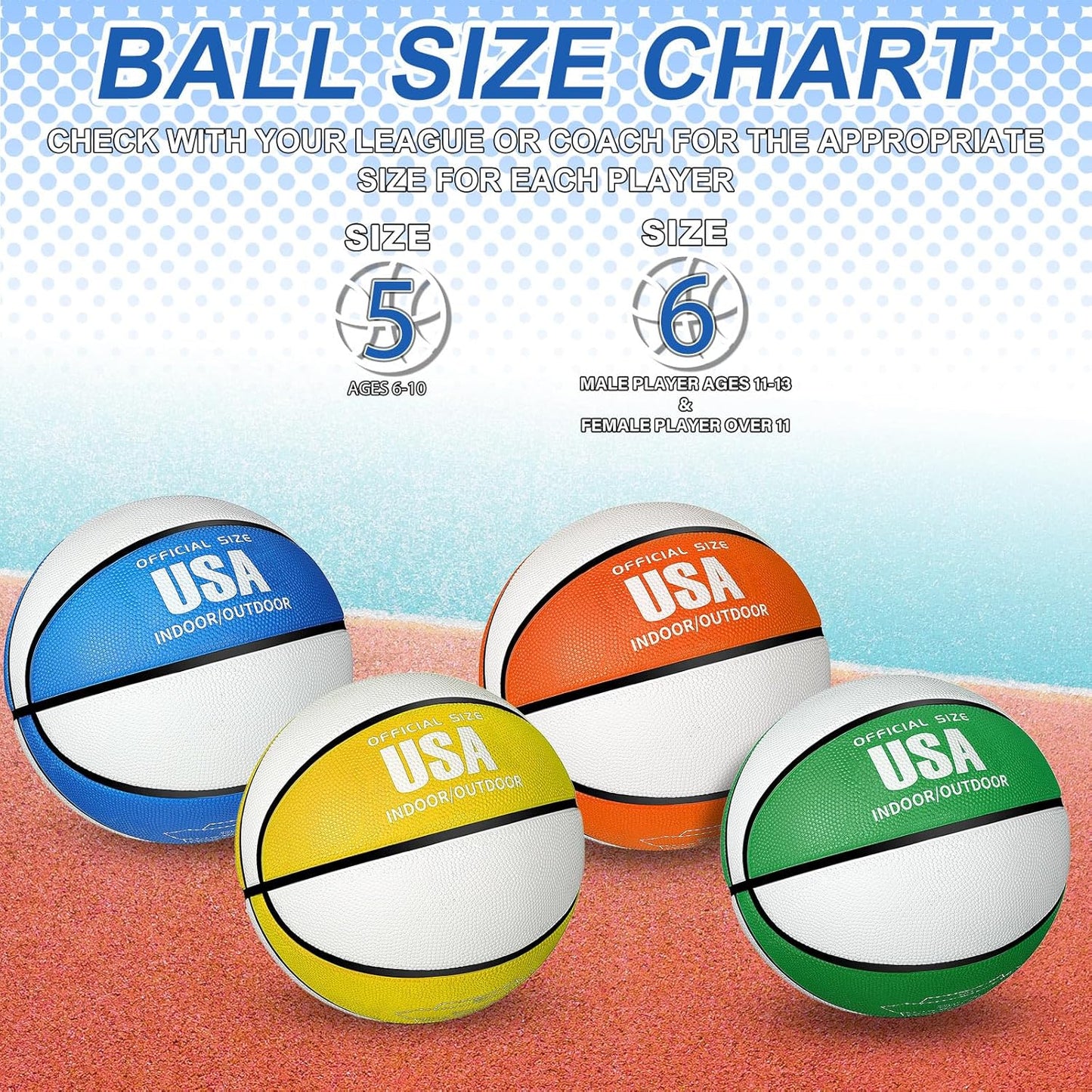 Libima 4 Pcs Rubber Basketball with Pump Official Size Indoor Outdoor Basketball Game Practice Training Kid Teen Women Men Streetbball Sport Gift Back to School