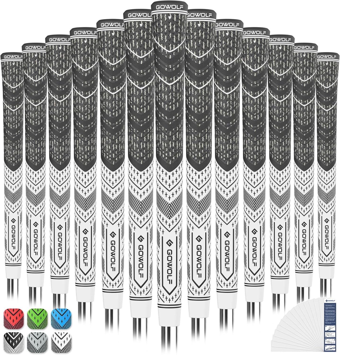 Gowolf Golf Grip Cord Rubber Multi-compound Golf Driver Irons Club Choose 13 Grips with 15pcs Tapes Or Full Kit choose one