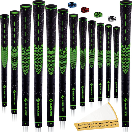 SAPLIZE Golf Grips Set of 13, Bundle with Tape or Full Regripping Kit, Jumbo / Mid / Standard / Undersize, Women / Men Anti-slip Rubber Golf Club Grips, CC01 Series