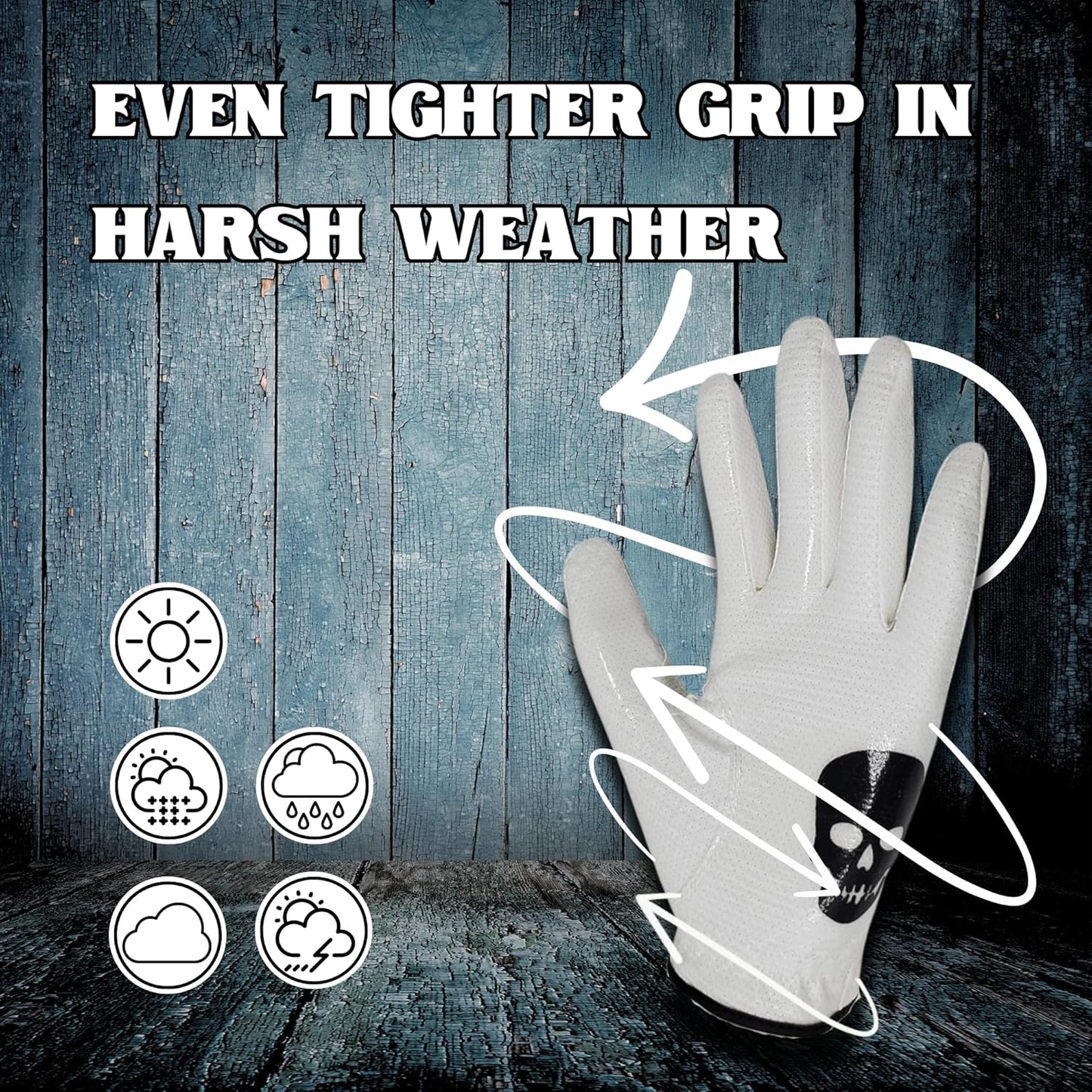 Skeleton Golf Gloves for Men 2 Pack – 100% AAA Synthetic Tacky Leather - Spooky & Funny Golf Gloves for Men – Tacky & Cool Golf Glove - Perfect for Summer & Fall Golfing