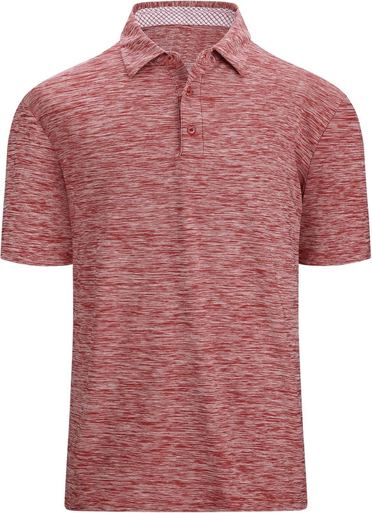 WARHORSEE Golf Polo Shirts for Men Short Sleeve Wrinkle Free 4 Way Stretch Moisture Wicking Performance Collared Tshirts