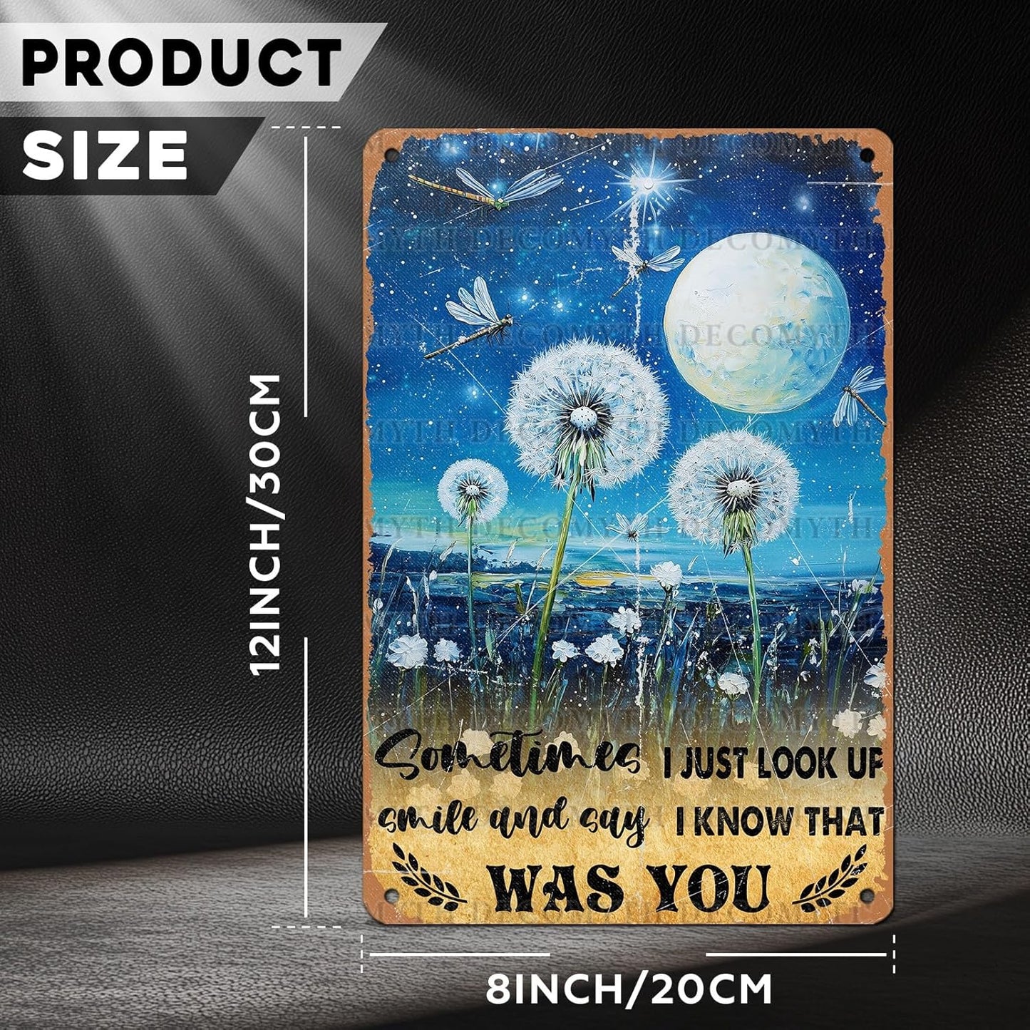 Vintage Dragonfly Tin Sign Sometimes I Just Look Up Smile and Say I Know That was You Retro Metal Poster Funny Wall Art Cafe Office Bar Plub Club Toilet Farm Room Garden Plaque 12 * 8inch