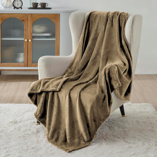 Bedsure Fleece Throw XL Blanket Camel - 300GSM Soft Lightweight Plush Cozy Blankets for Bed, Sofa, Couch, Travel, Camping, 50x70 inches