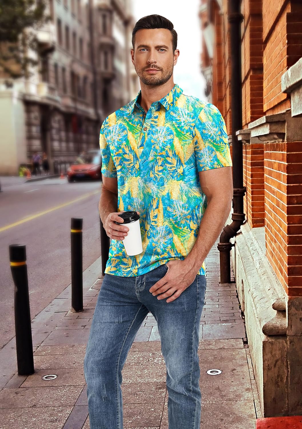 PEGENO Mens Polo Shirts Short Sleeve Casual Cotton Golf Shirts Performance Polo Shirts for Men