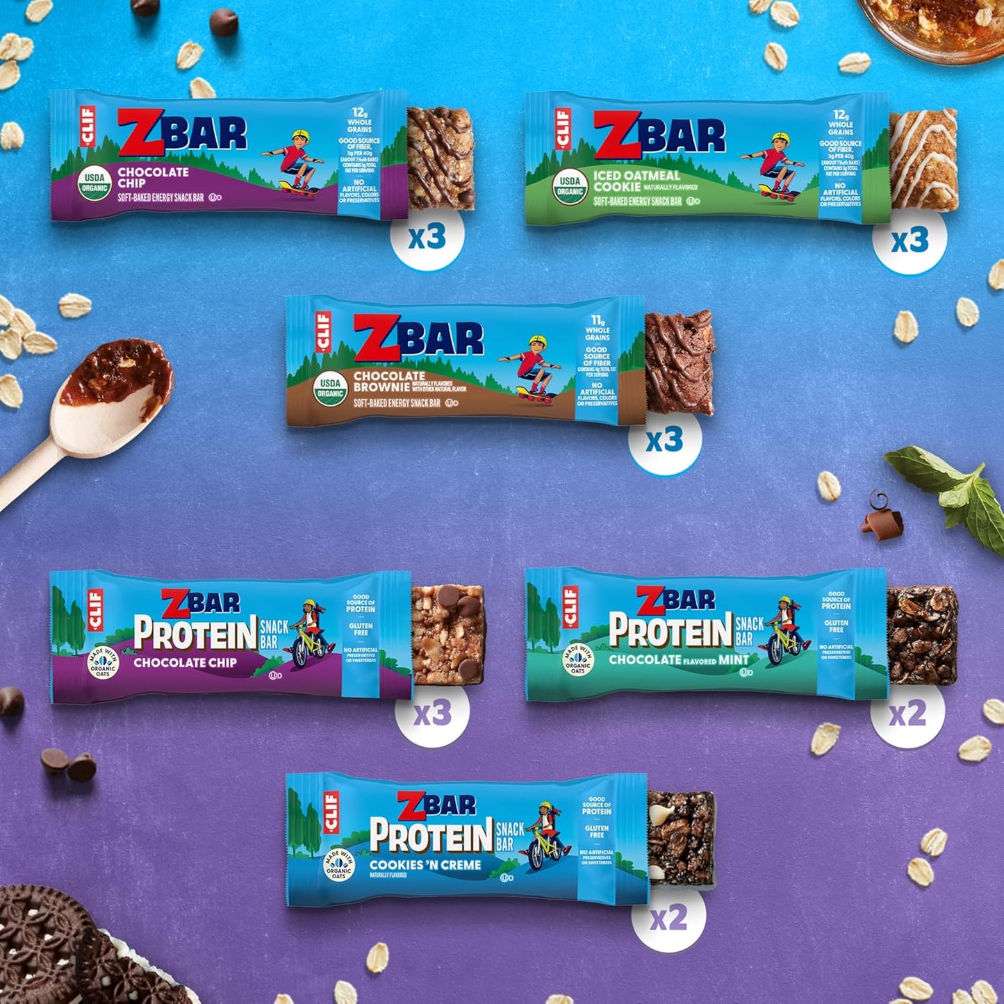 Zbar and Zbar Protein - Variety Pack - Made with Organic Oats - Non-GMO - Soft-Baked Energy Snack Bars and Crispy Protein Bars, School Snacks (16 Pack)