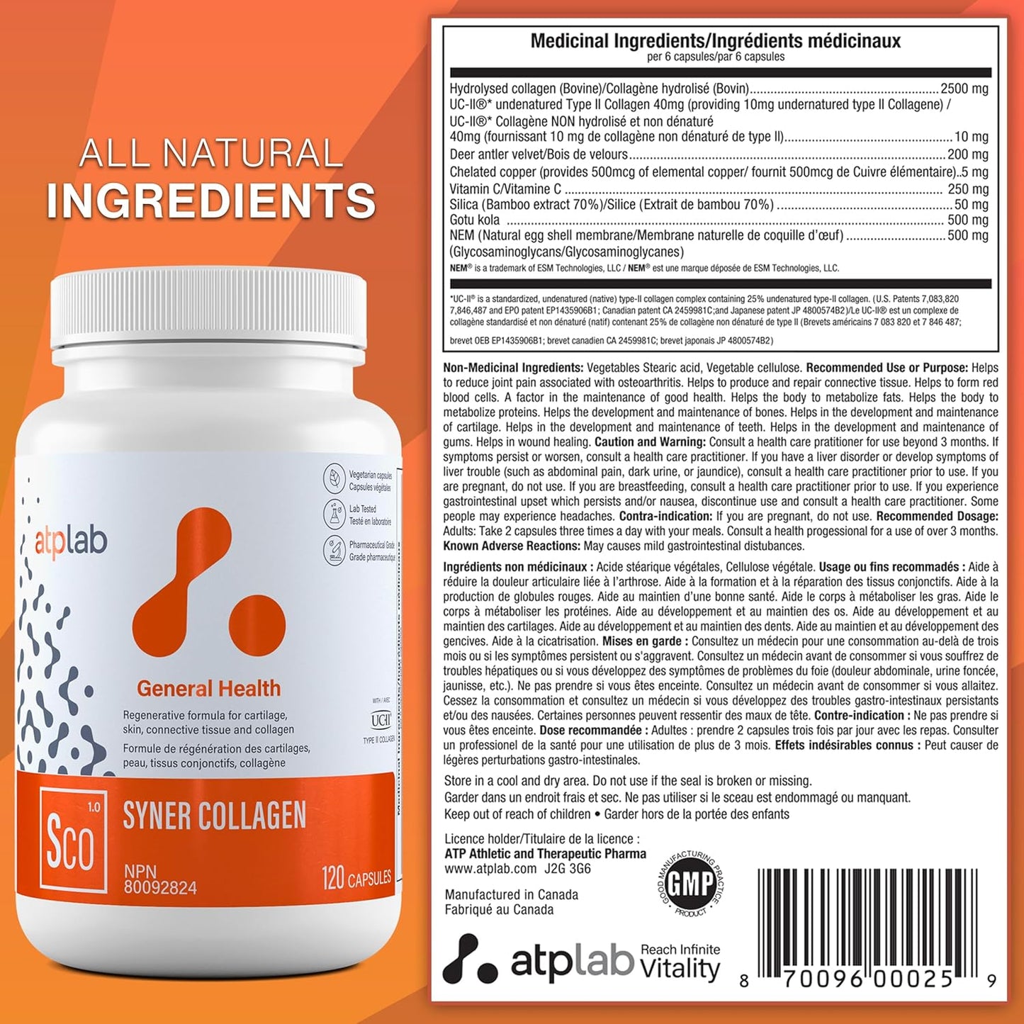 ATP LAB | Syner Collagen 120 caps | Formerly Collagenik. Collagen Regeneration Formula 79% More Effective Than glucosamine