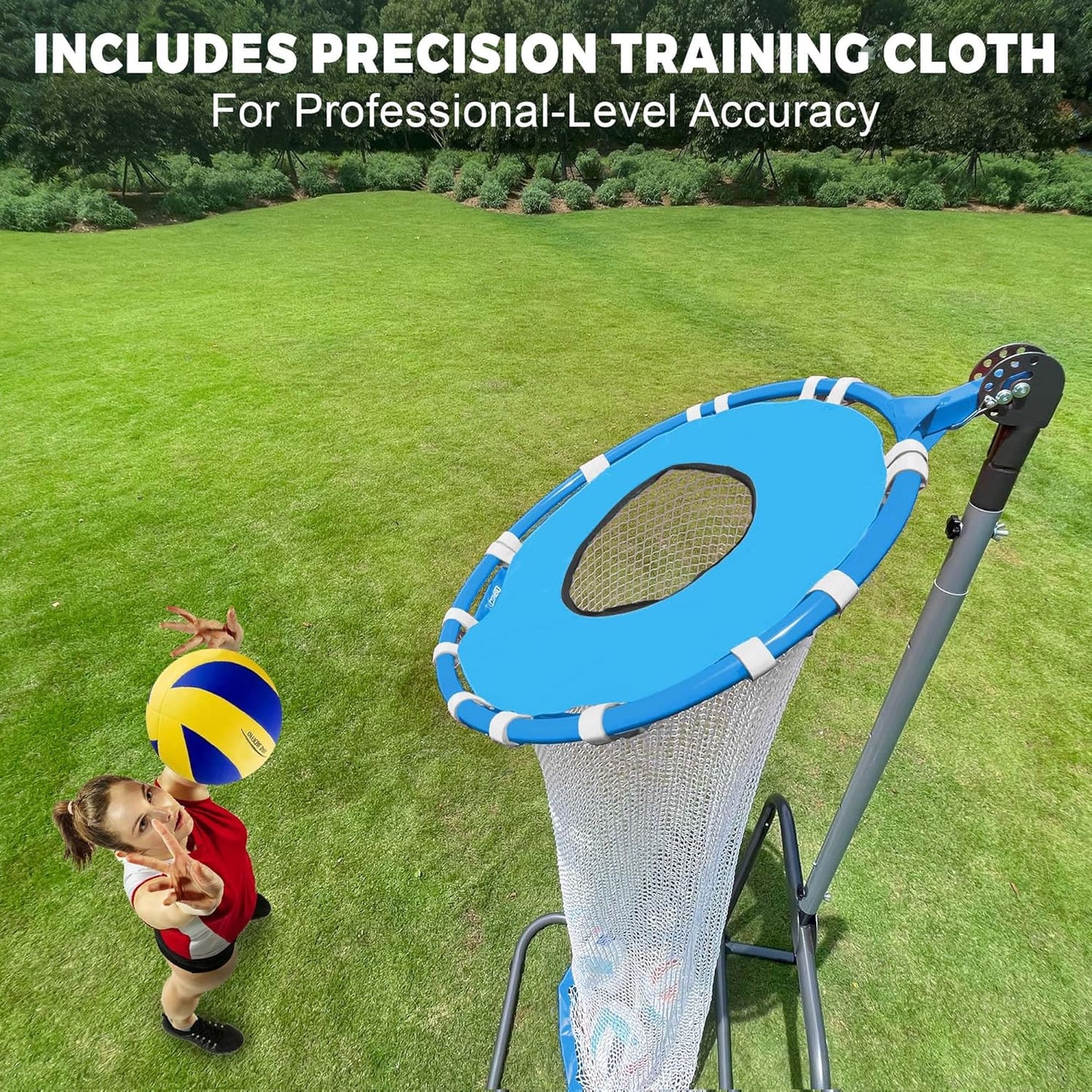 Volleyball Setter Trainer Net Setting Training Equipment Target Practice Indoor or Outdoor, Adjustable Height (4.6 ft-9.8 ft) and Angle for Serving Spiking Drills System