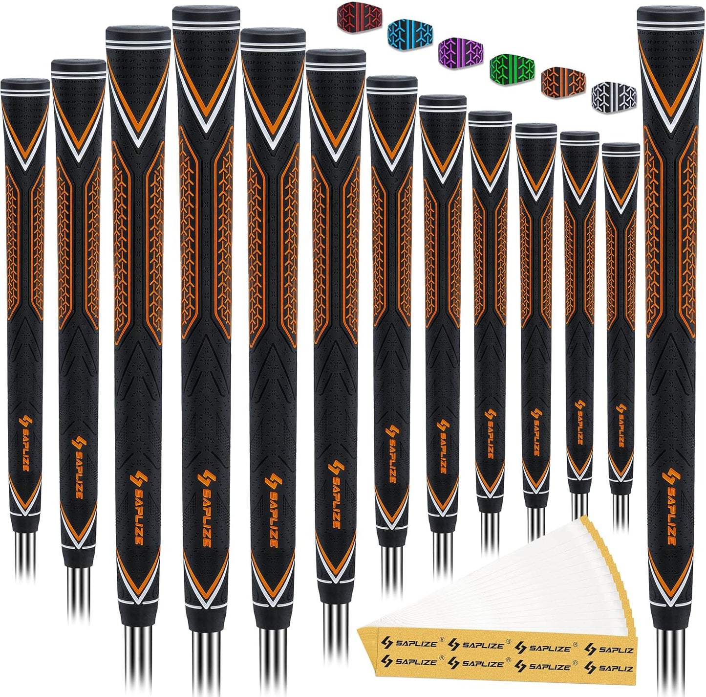 SAPLIZE High-performance Rubber Golf Grips 13 Pack, High Shock Absorption, Non-slip, Choose from 13 Grips with 15 Tapes or Full Regripping Kit, Available in Standard/Mid/Jumbo Sizes, CC10 Series