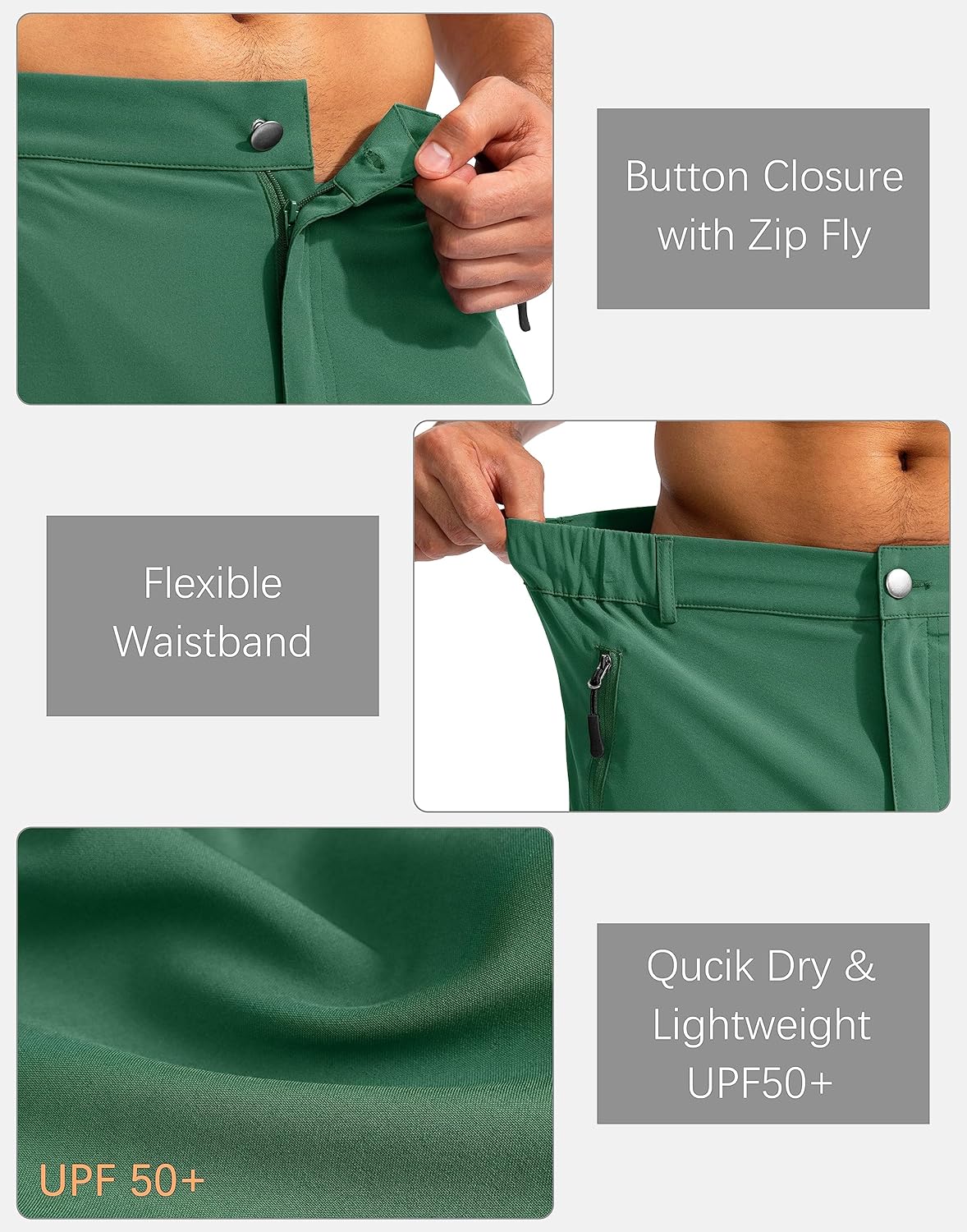 Pudolla Men's Hiking Cargo Shorts 9" Lightweight Outdoor Work Shorts for Men Travel Golf Camping Casual with 5 Zipper Pockets