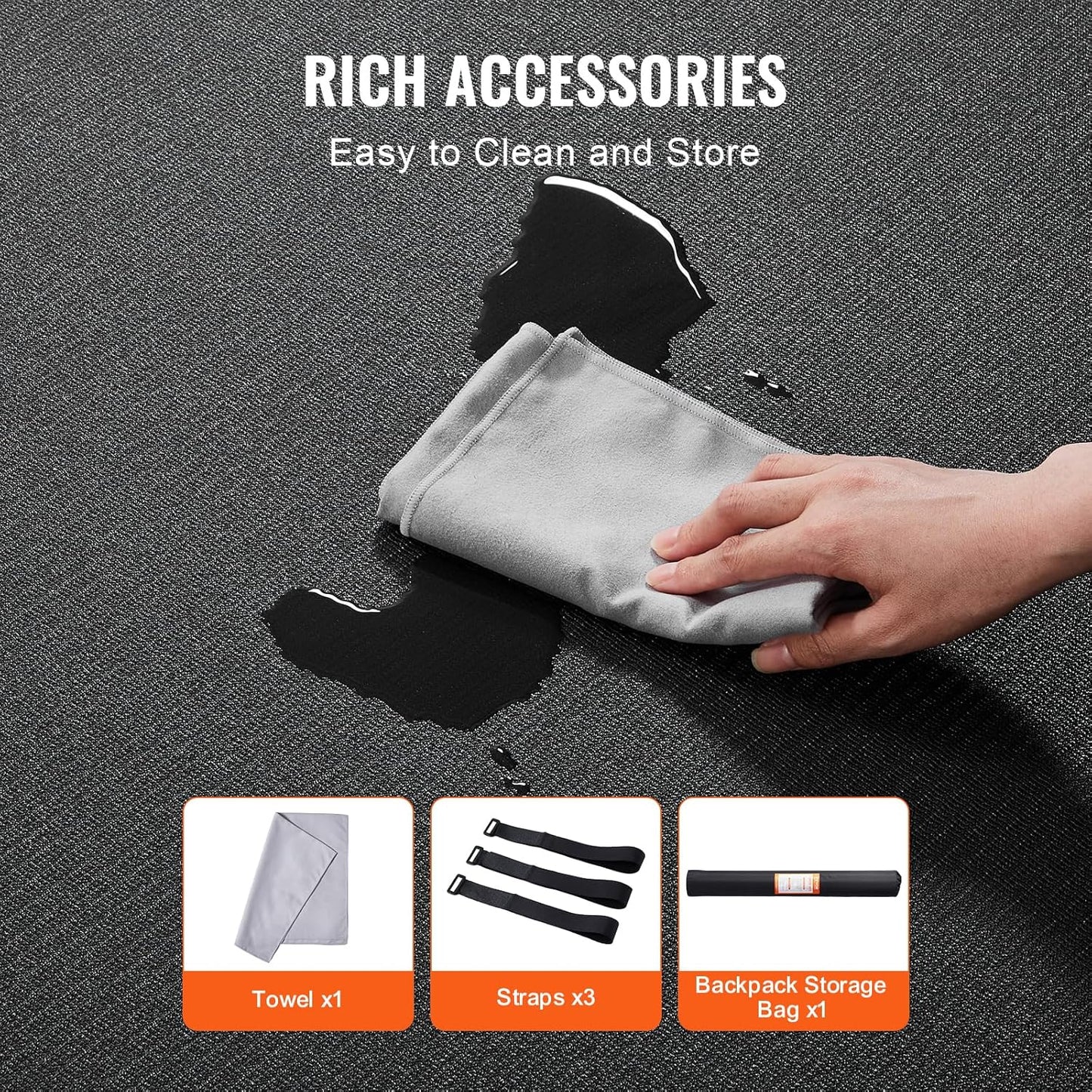 VEVOR Large Exercise Mat, Non Slip High Density Premium Yoga Mat, Exercise Yoga Mat for Men Women, Fitness & Exercise Mat with Bag & Carry Strap, for All Types of Home Yoga, Pilate & Floor Workout