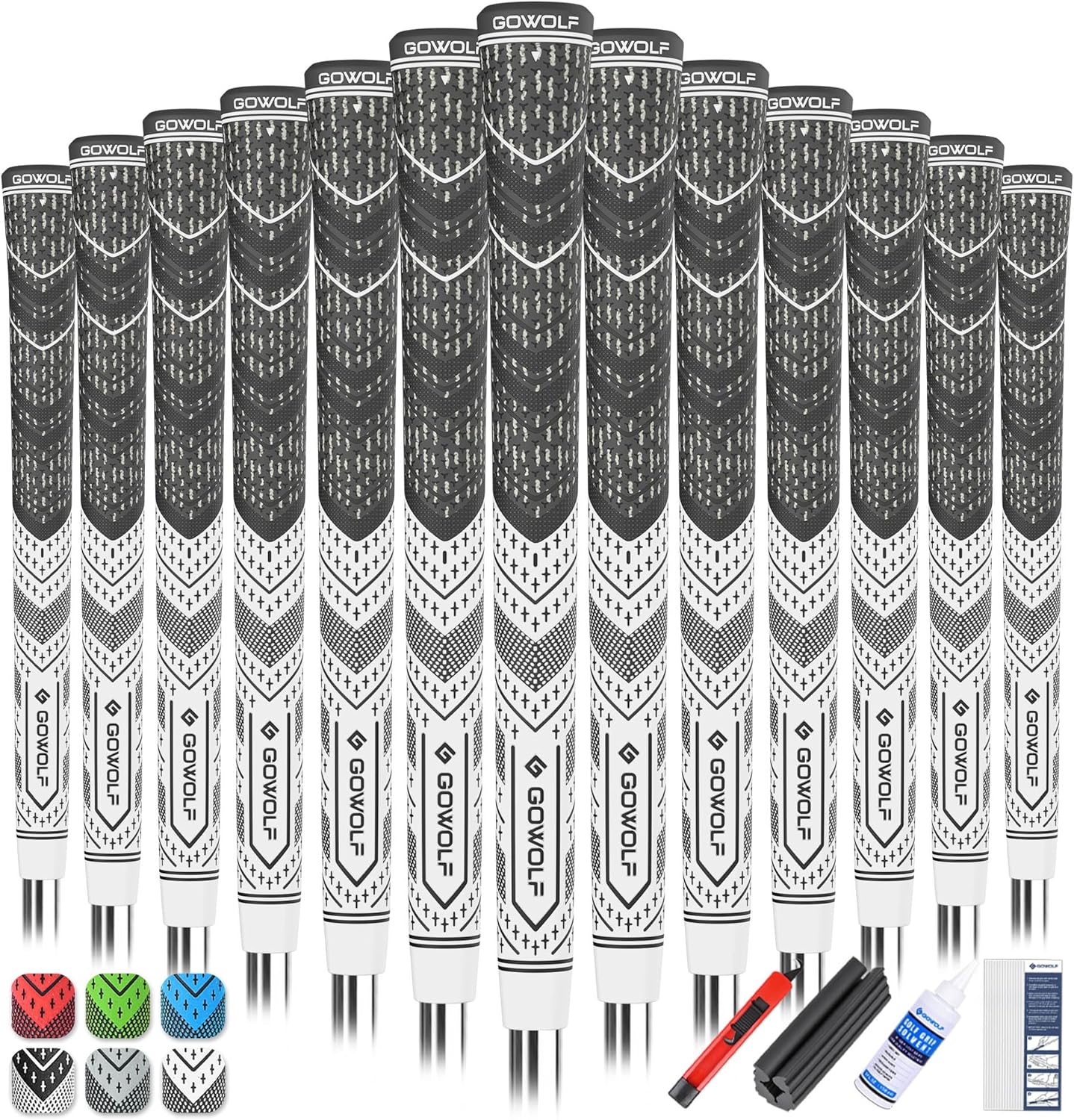 Gowolf Golf Grip Cord Rubber Multi-compound Golf Driver Irons Club Choose 13 Grips with 15pcs Tapes Or Full Kit choose one