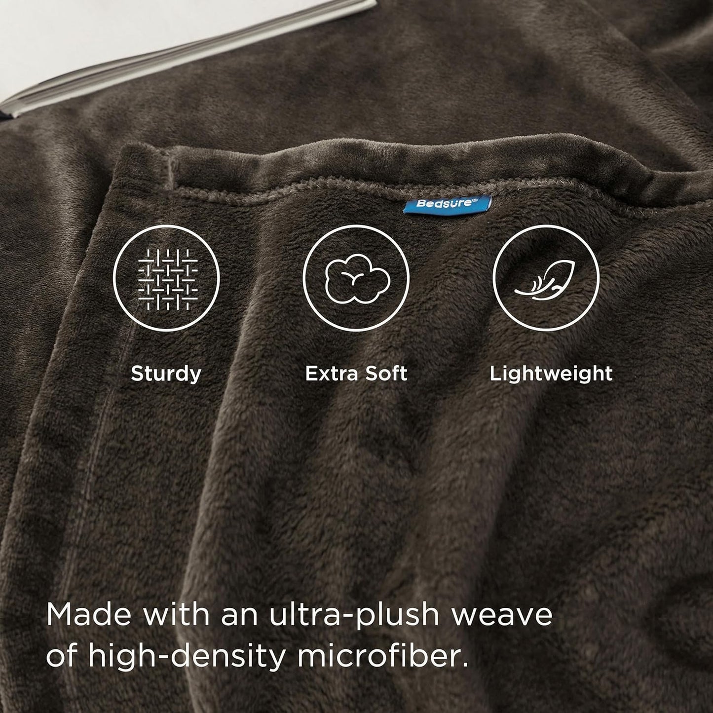 Bedsure Fleece Throw XL Blanket Brown - 300GSM Soft Lightweight Plush Cozy Blankets for Bed, Sofa, Couch, Travel, Camping, 50x70 inches