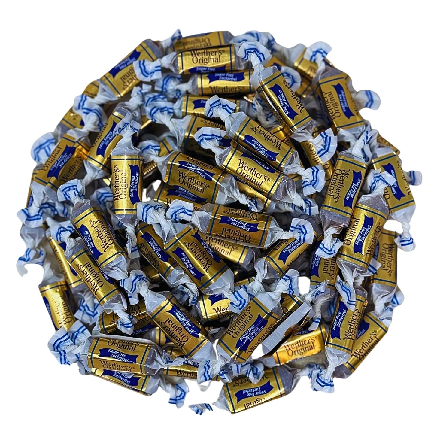 Werther's Original Premium Sugar Free Chewy Caramel Candies 1-Lb Individually Wrapped Low Carb Soft Chews Keto & Diabetic Friendly Holiday Candy (16-Oz)