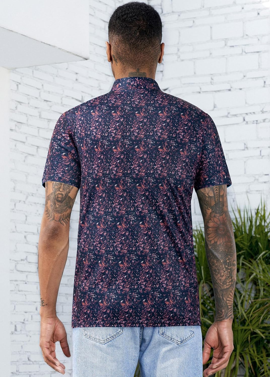 TAPULCO Mens Quick Dry Polo Shirts Camouflage Pattern Performance Athletic Lightweight Breathable Casual Golf Tshirts