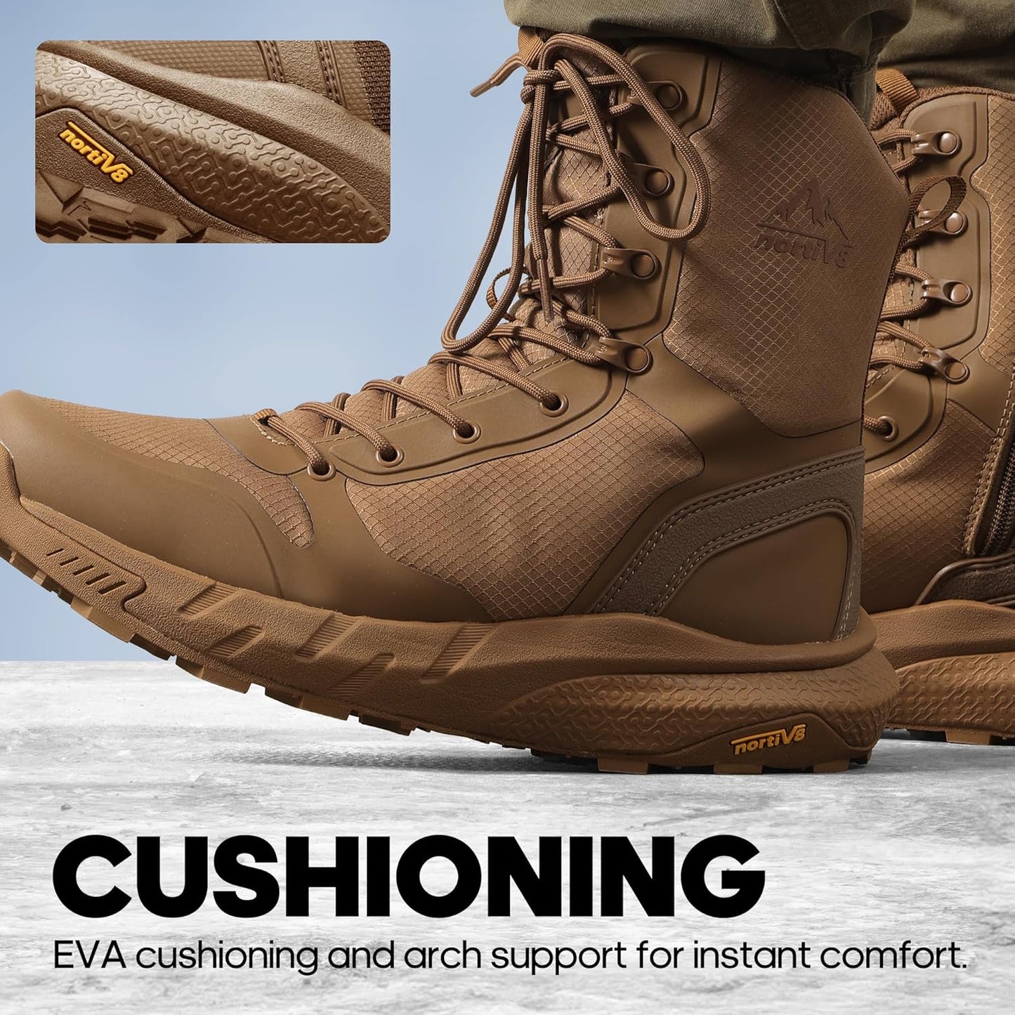 NORTIV 8 Men's Military Tactical Boot Lightweight Comfortable Boots for Work All Day Side Zipper Motorcycle Combat Hiking Boots Metrostrike(8-9 Inches)