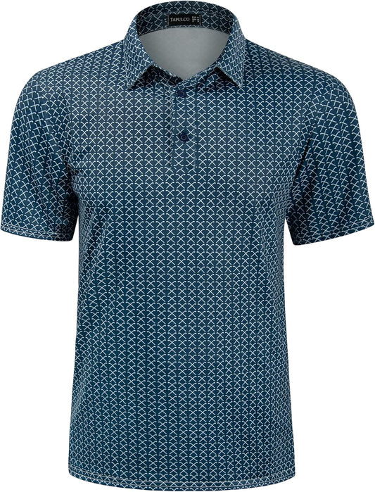 TAPULCO Mens Quick Dry Polo Shirts Camouflage Pattern Performance Athletic Lightweight Breathable Casual Golf Tshirts