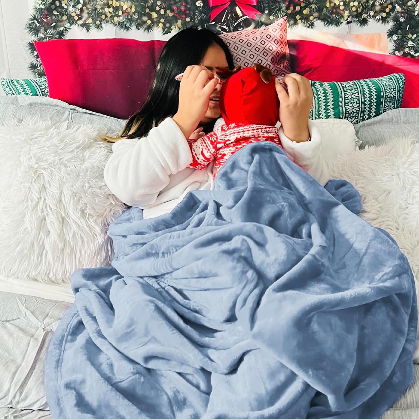 Bedsure Fleece Throw Blanket for Couch Light Blue - Lightweight Plush Fuzzy Cozy Soft Blankets and Throws for Sofa, 50x60 inches