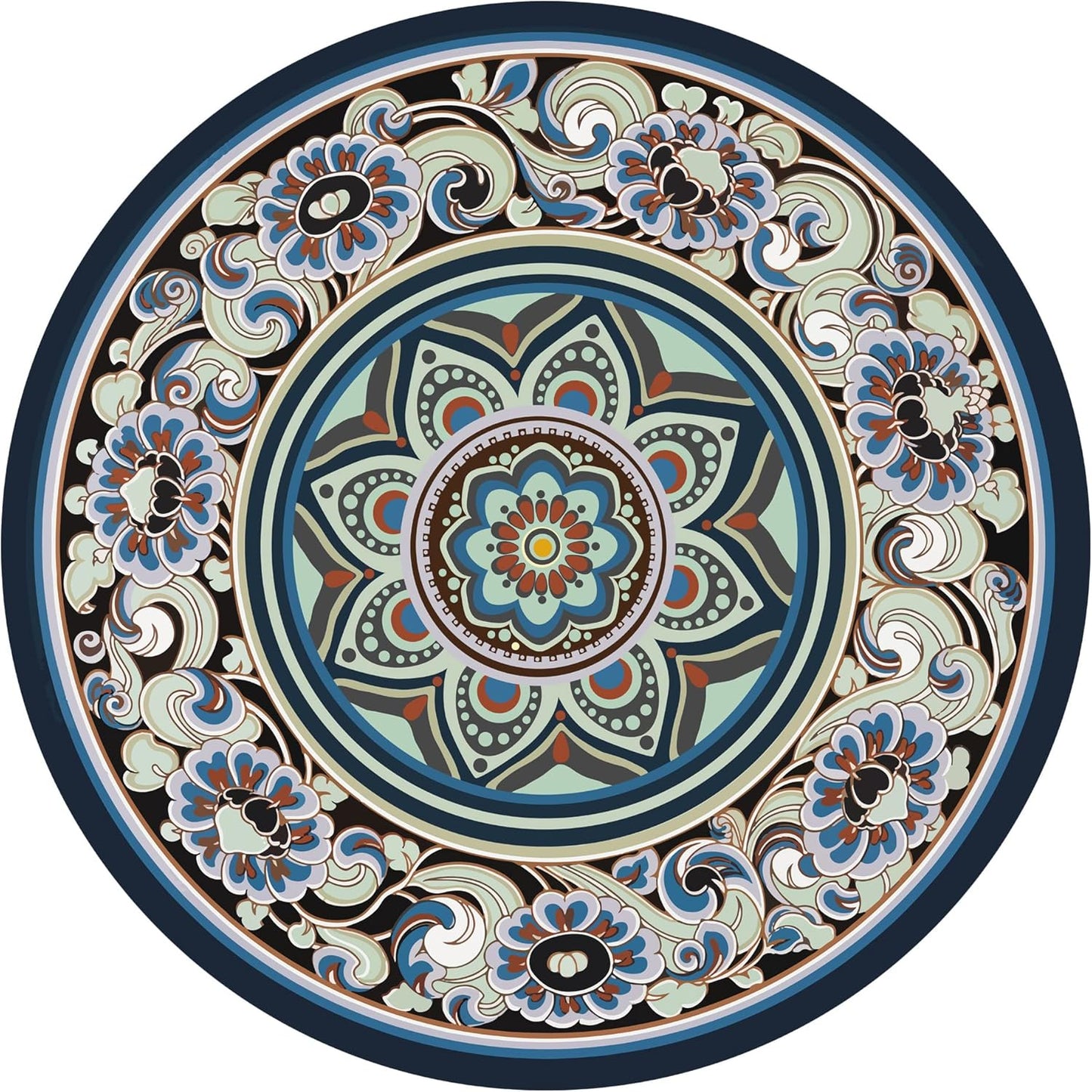 Knsbk Large Round Yoga Mat 4.6'X3.5mm for Exercise Premium Extra Thick, Ultra Comfortable, Non Slip, Meditation Mat