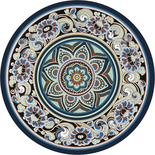 Knsbk Large Round Yoga Mat 4.6'X3.5mm for Exercise Premium Extra Thick, Ultra Comfortable, Non Slip, Meditation Mat