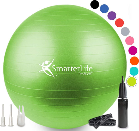 SmarterLife Exercise Ball Yoga Ball for Fitness, Balance, Stability, or Pregnancy, Gym Ball for Core Workout, Physical Therapy, Yoga Ball Chair for Office, Anti-Slip Anti-Burst