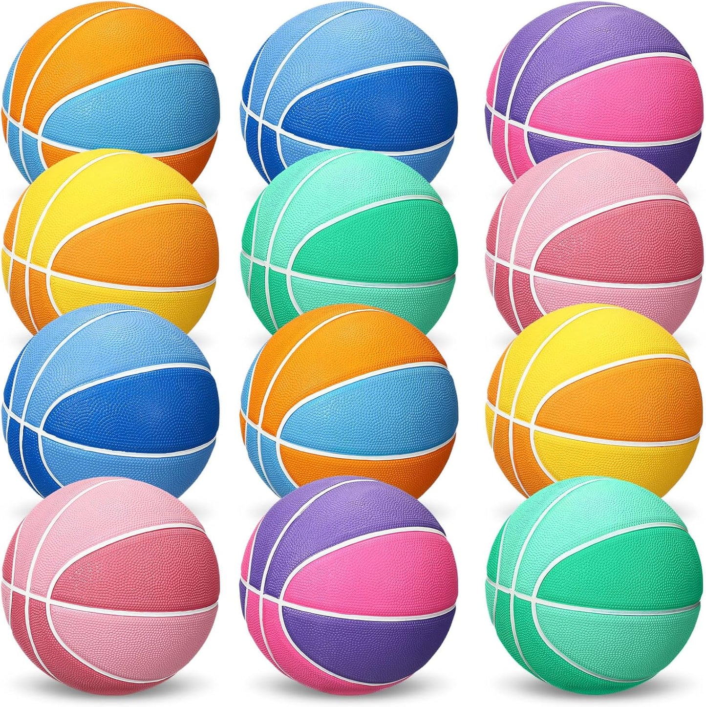 Wettarn 12 Pcs Mini Basketballs for Kids - Size 3 Colorful Rubber Basketball Bulk with Pump for Mini Hoop, Indoor Outdoor Practice, Game, Back to School Party, 7 Inch