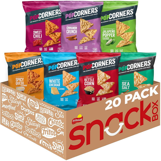 PopCorners Popped Corn Snacks, Sampler Pack, 1 Ounce (Pack of 20) (Assortment May Vary)