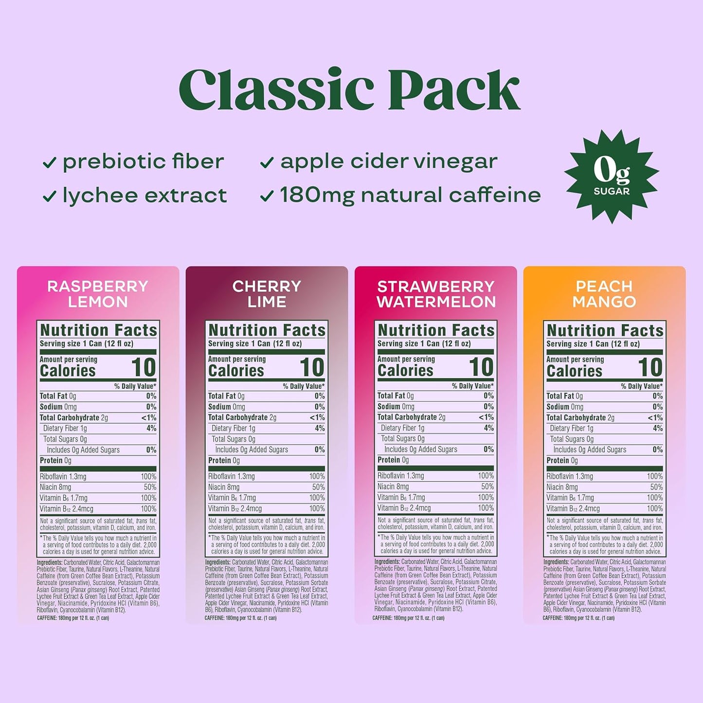 Bloom Nutrition Sparkling Energy Drink - Variety Pack - Natural Caffeine, Zero Sugar, 180mg Caffeine - Antioxidant-Rich with Green Coffee Bean, Green Tea Extract, Prebiotics - 12oz 24 Pack