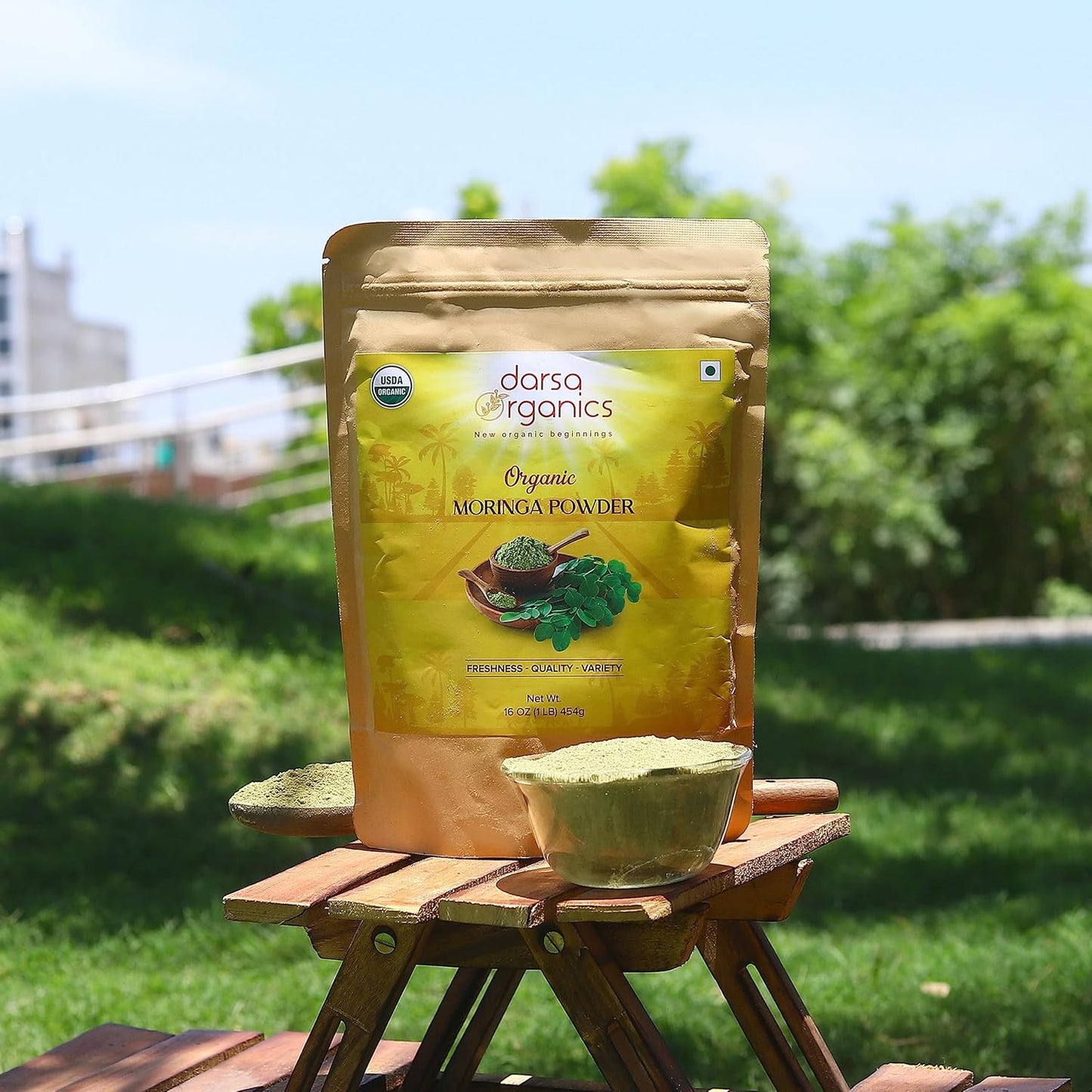 USDA Organic Moringa Powder 1 lb – Premium Moringa Oleifera Leaf Powder | Non-GMO, Gluten-Free, Vegan Superfood – Raw, Pure, Nutrient-Rich Moringa for Smoothies, Cooking & Baking