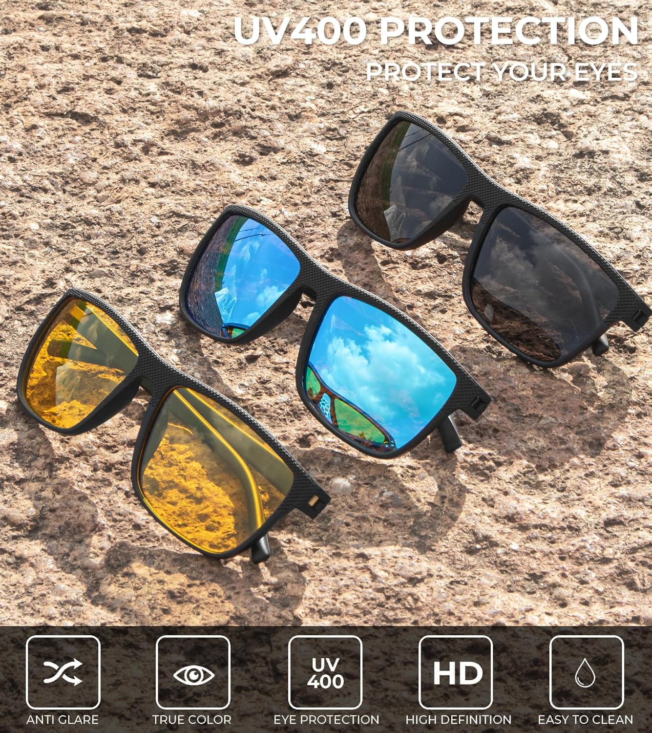 KALIYADI Polarized Sunglasses for Men, Lightweight Sun Glasses with UV Protection for Driving Fishing Golf