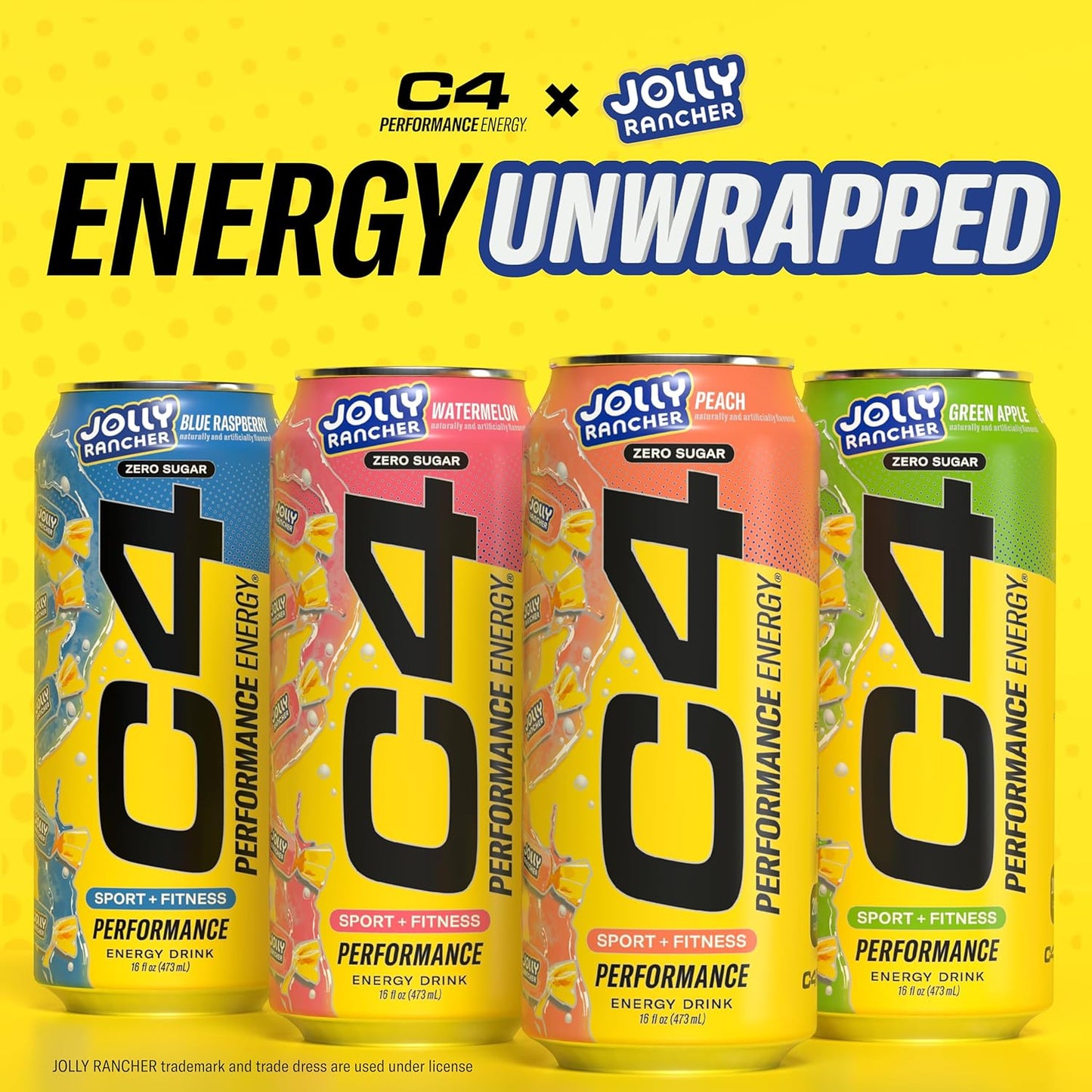 Cellucor C4 Performance Energy Drink | JOLLY RANCHER Variety Pack | Zero Sugar Carbonated Preworkout Energy | 200mg Caffeine with Beta Alanine | 16 Fl Oz (12 Pack)