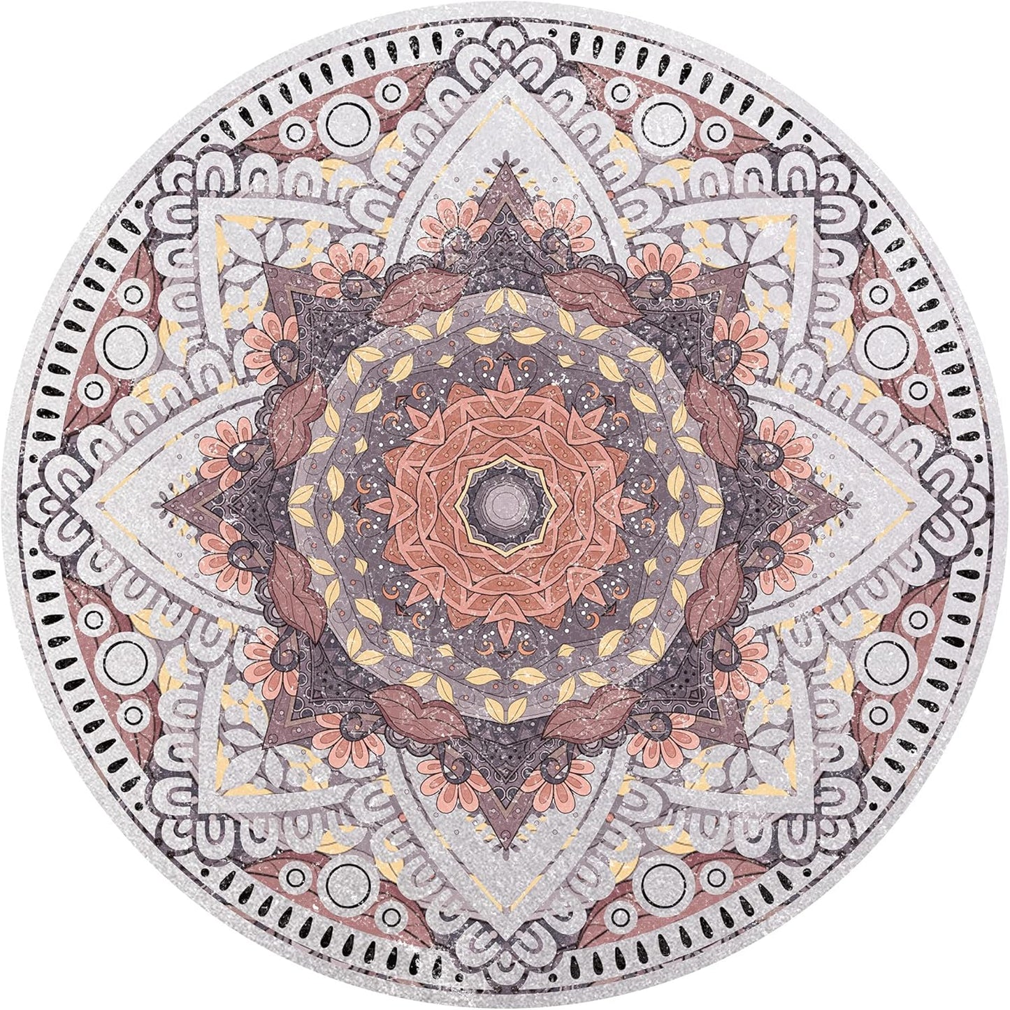 Knsbk Large Round Yoga Mat 4.6'X3.5mm for Exercise Premium Extra Thick, Ultra Comfortable, Non Slip, Meditation Mat