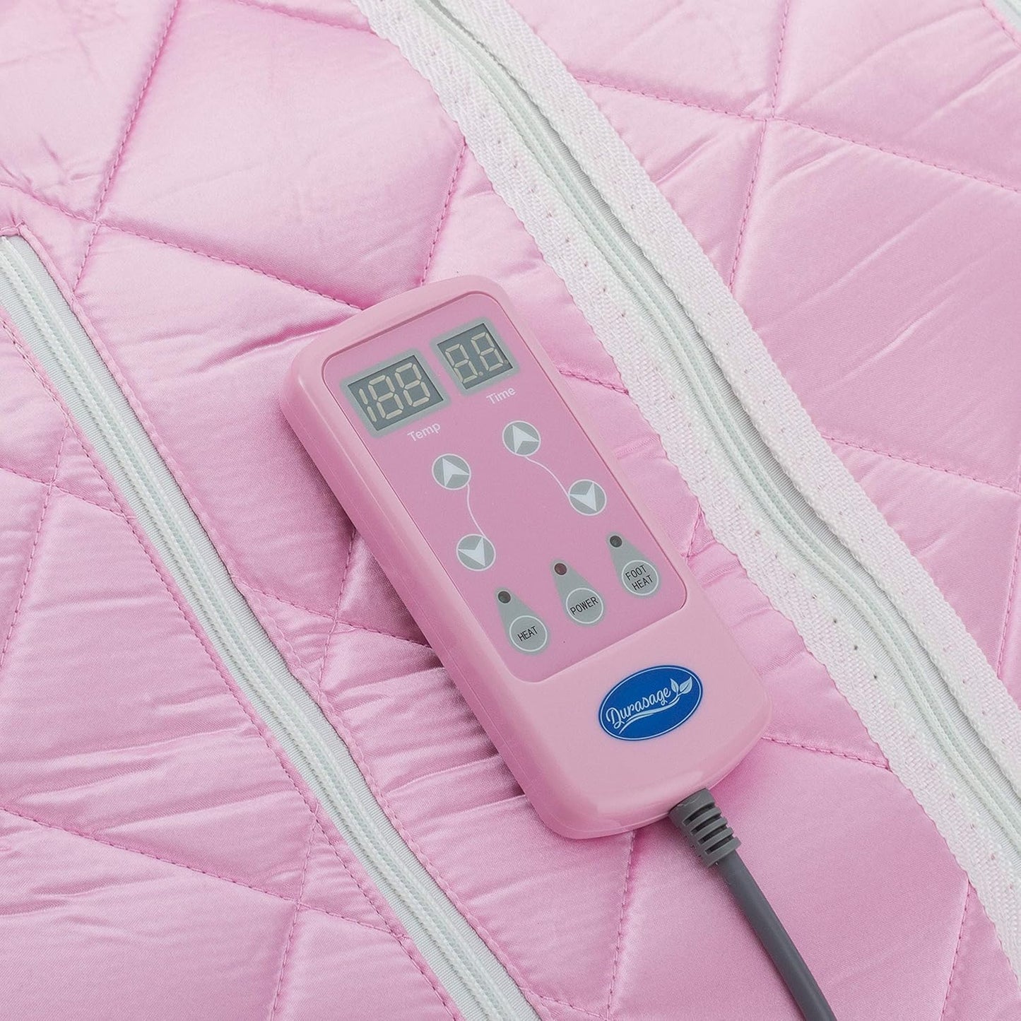 Durasage Personal Ultra Low EMF Portable Infrared Sauna Spa for Home – Detox, Relaxation, 30-Min Timer, Handheld Remote, Heated Footpad, and Chair (Light Pink)